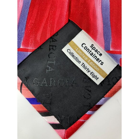 Jerry Garcia Space Containers Limited Edition Mens Silk Tie Red Blue Art - Picture 5 of 6